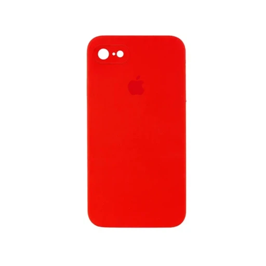 Чехол Silicone Case с закрытым низом и защитой камеры для Iphone 7 / 8 / SE (2020) (Квадратные грани)